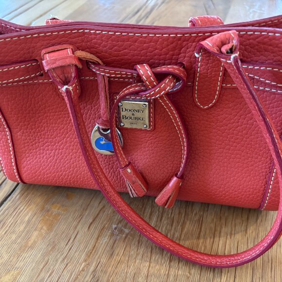 Dooney & Bourke Satchel, orange/red, with tassel - Picture 4 of 5